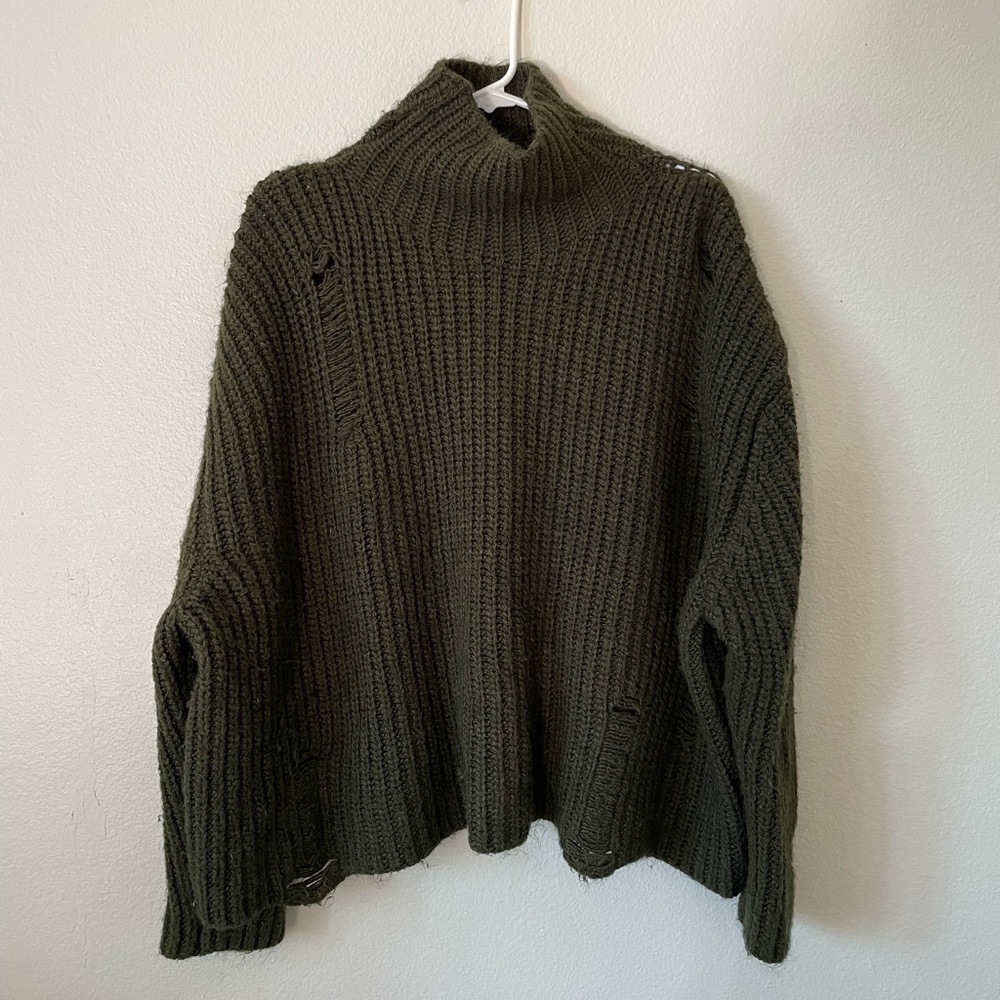 Zara green oversized turtleneck sweater